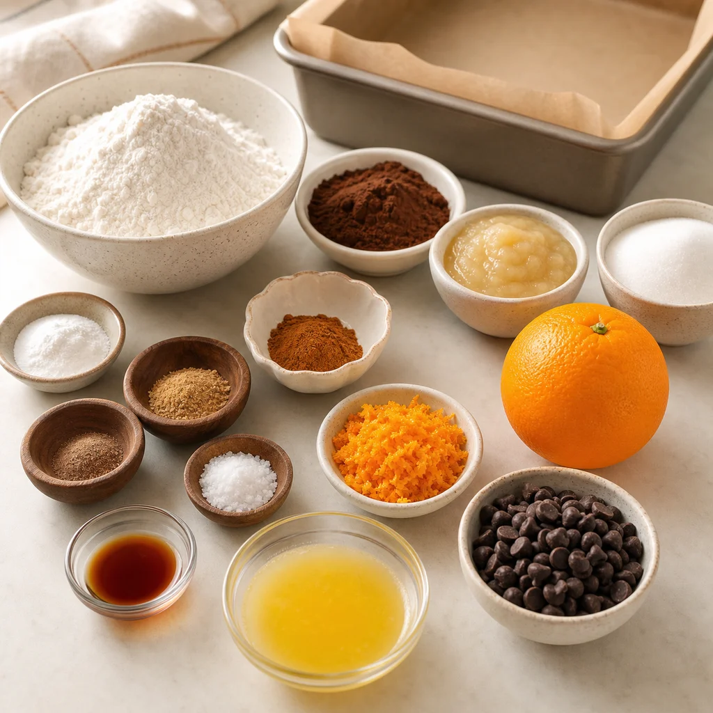 BeginnerBakes gluten-free chocolate orange shortbread bar ingredients