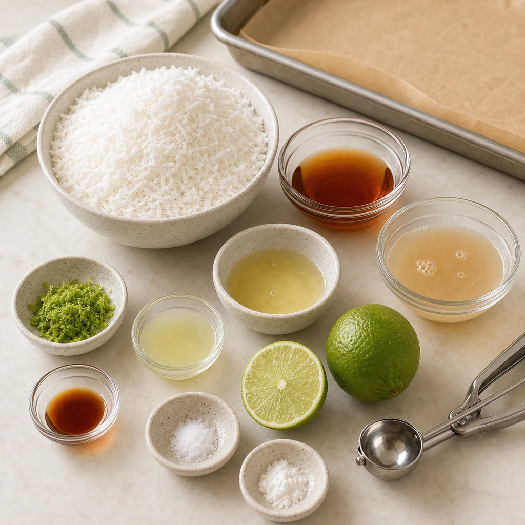 BeginnerBakes coconut lime macaroon ingredients