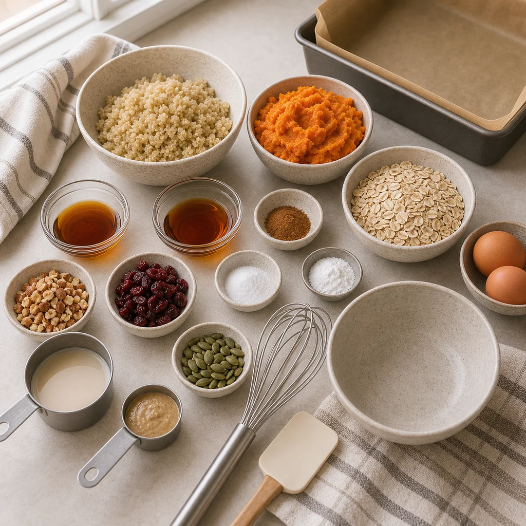 BeginnerBakes sweet potato quinoa breakfast bar ingredients