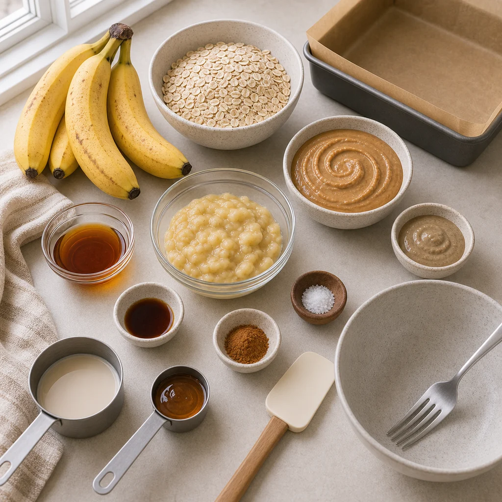 BeginnerBakes almond butter banana breakfast bar ingredients