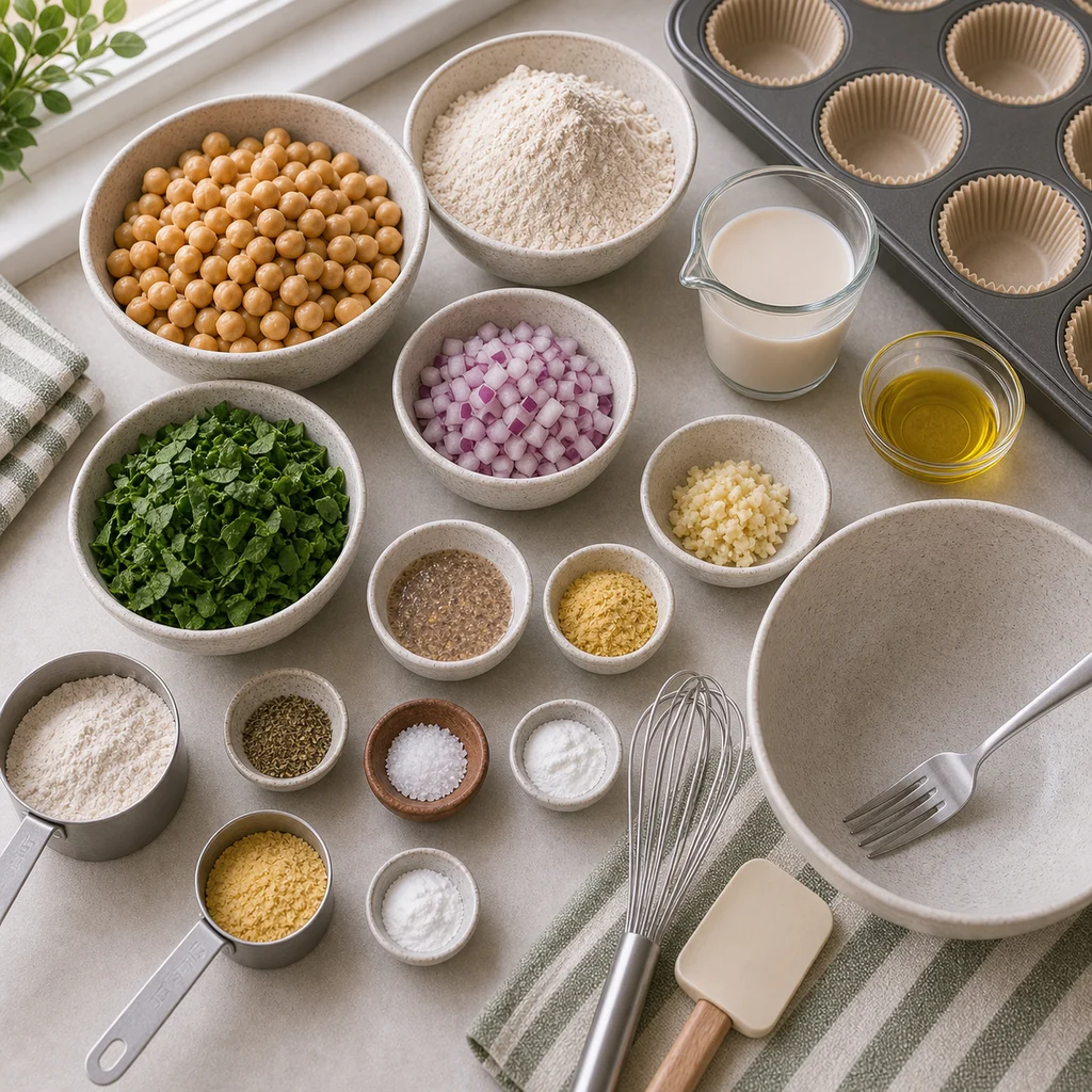 BeginnerBakes chickpea spinach savory muffin ingredients