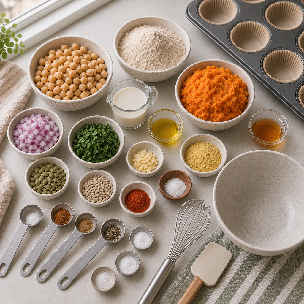 BeginnerBakes chickpea sweet potato savory muffin ingredients