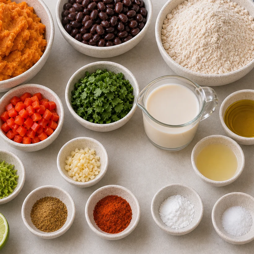 BeginnerBakes sweet potato black bean savory muffin ingredients