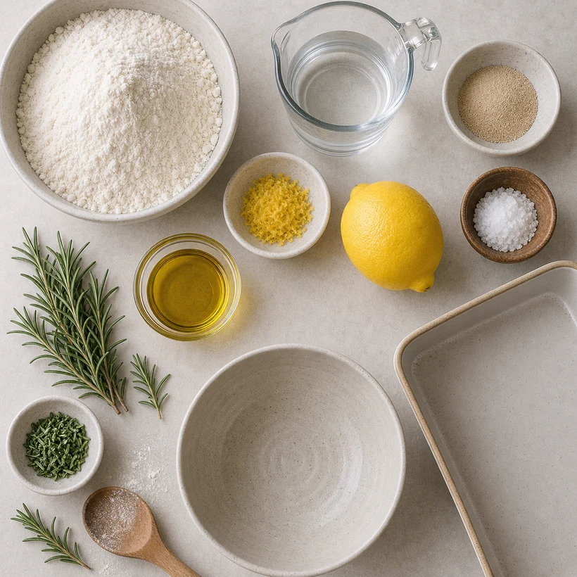 Light Lemon Herb Focaccia with Rosemary and Sea Salt Recipe