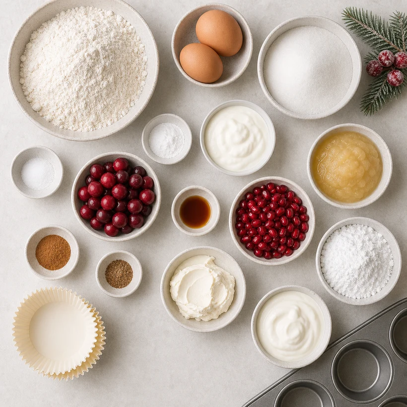 Light Winter Cranberry Pomegranate Cupcakes with Low-Calorie Frosting Recipe