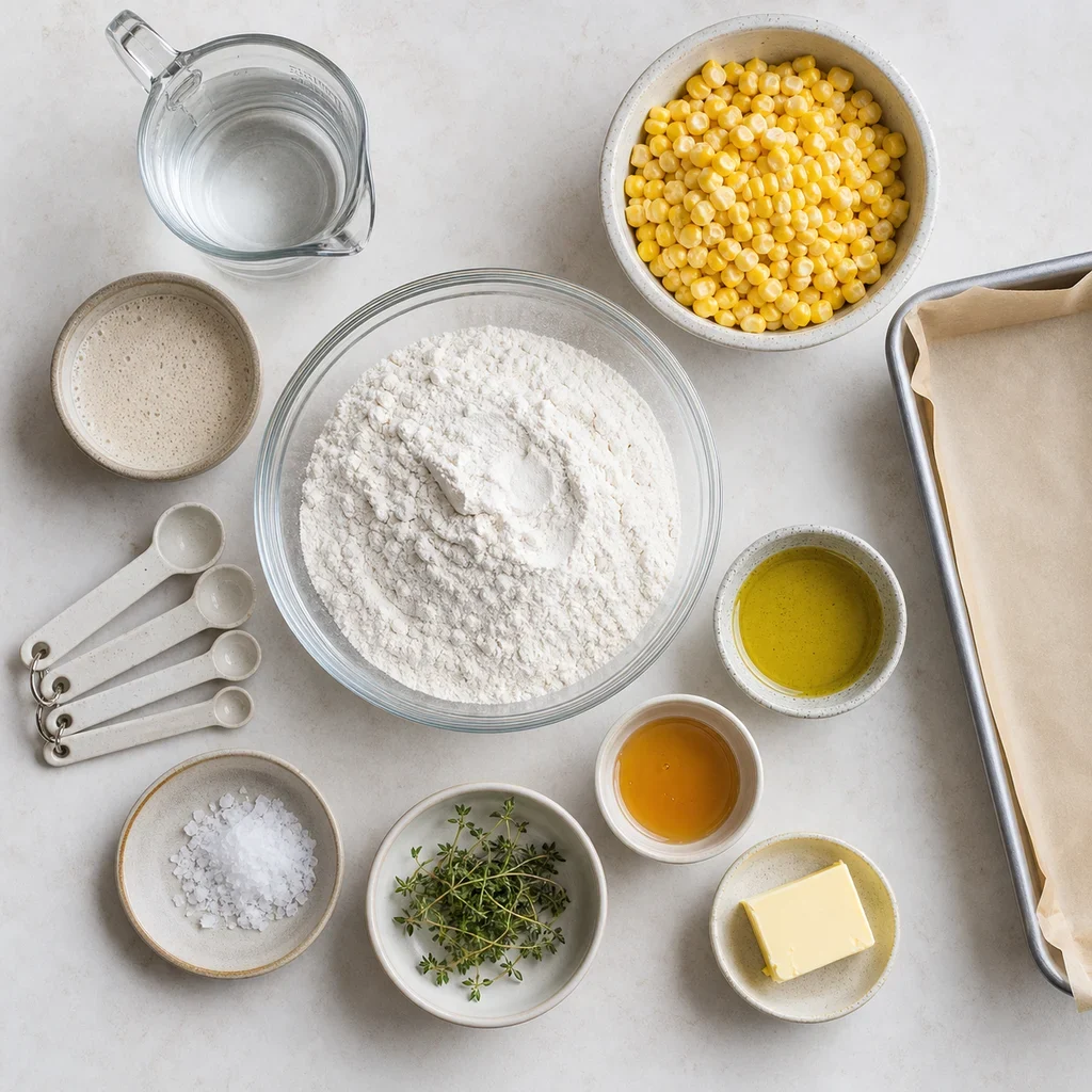 Ingredients for Sweet Corn Honey Butter Focaccia