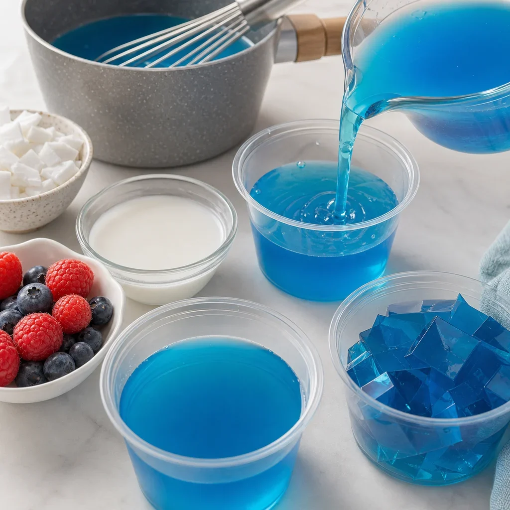 Blue Raspberry Agar Jelly Dessert Cups process image
