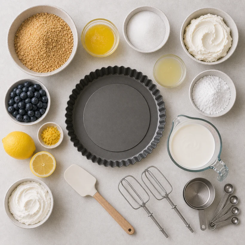No-Bake Lemon Blueberry Cheesecake Tart with Graham Cracker Crust Recipe